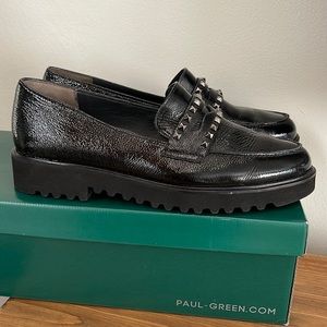 Paul Green Sofía Studded Patent Leather Loafers Size 7.5